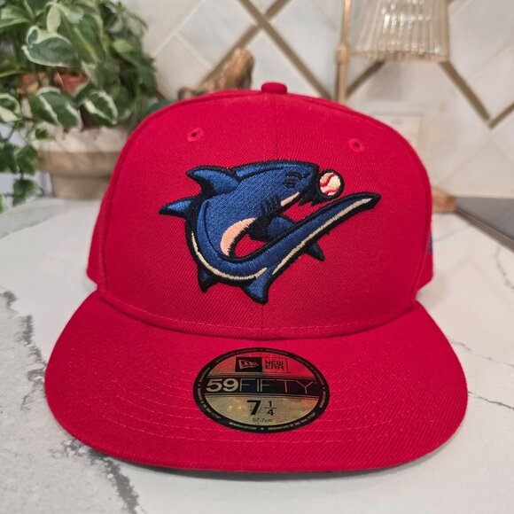 New Era Clearwater Threshers 59FIFTY Red Fitted Hat 7 1/4 With Shark Baseball - Picture 1 of 10